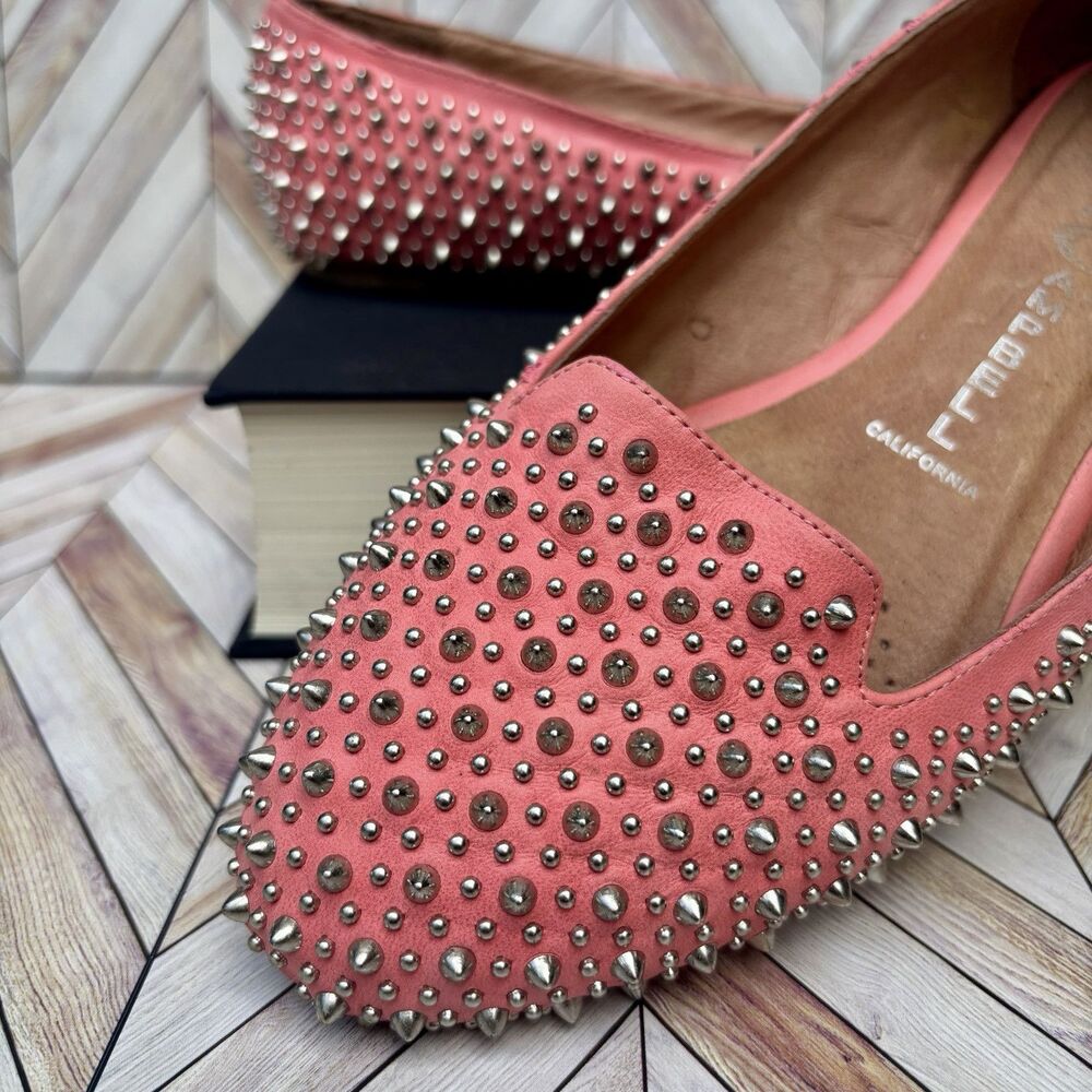 Jeffrey Campbell Coral Pink Studded Pointed Toe Flats - Picture 6 of 6